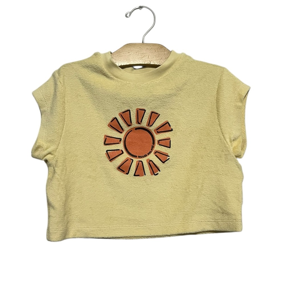 Loud Apparel Kids Yellow Sun Graphic Crop Terry Top Size 5